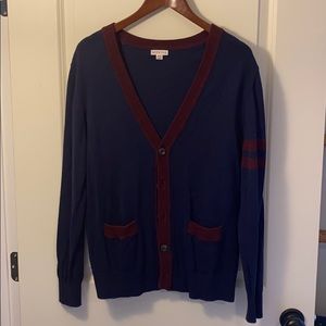 Merona Cardigan Sweater Navy Burgundy Size Medium